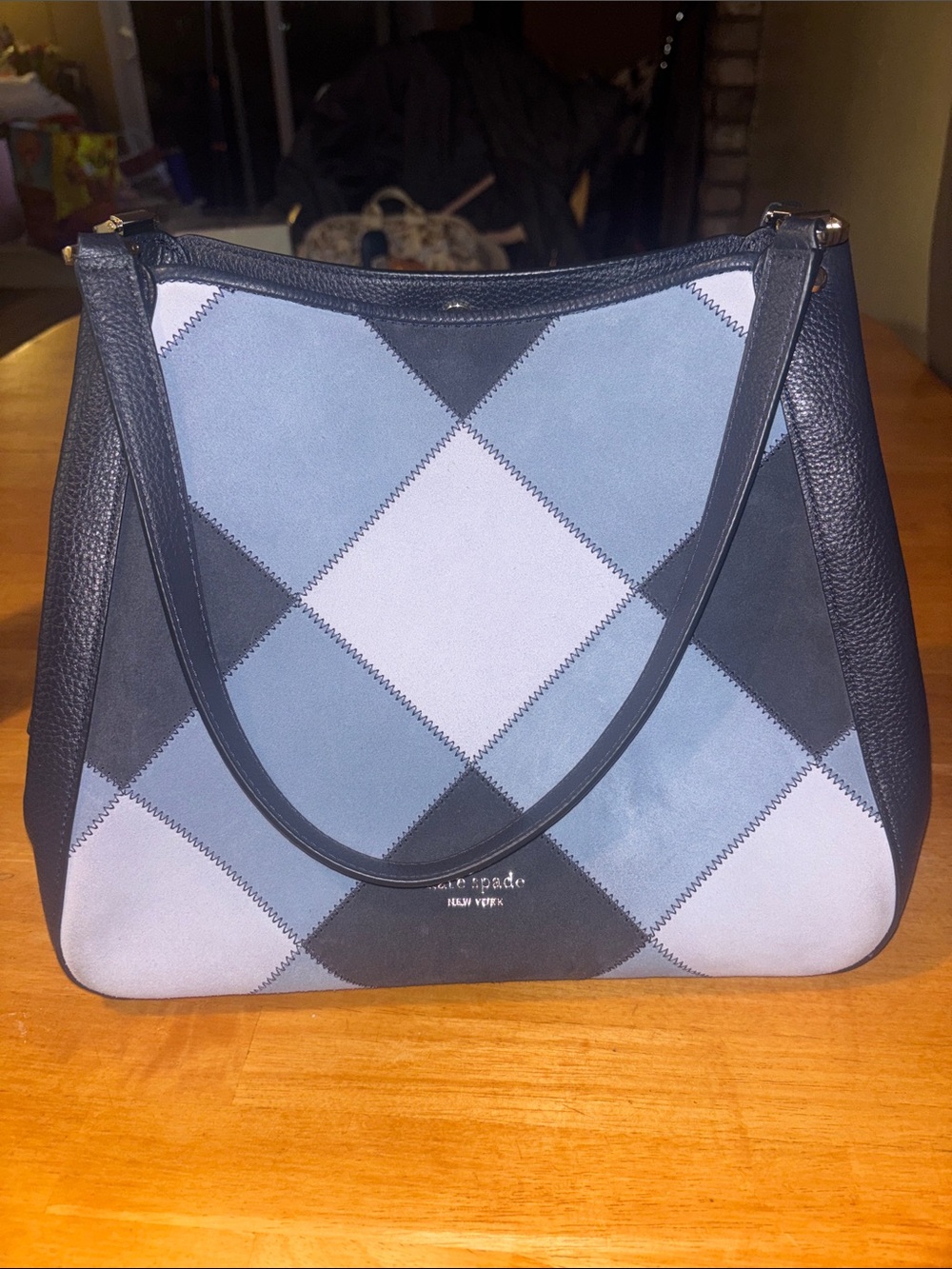 kate spade Blue & Black Patchwork Shoulder Bag